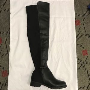 New flat over the knee boot mixed materials